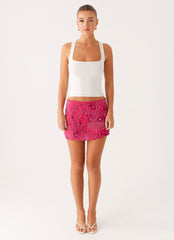 Adored By You Mini Skirt - Fuschia